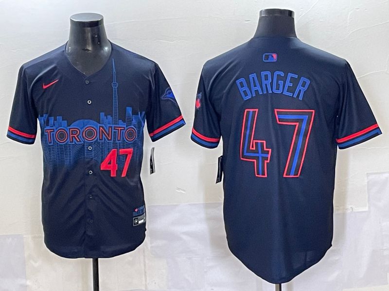 Men 2025 Toronto Blue Jays 47 Barger Black Joint Name Nike MLB Jersey style 4